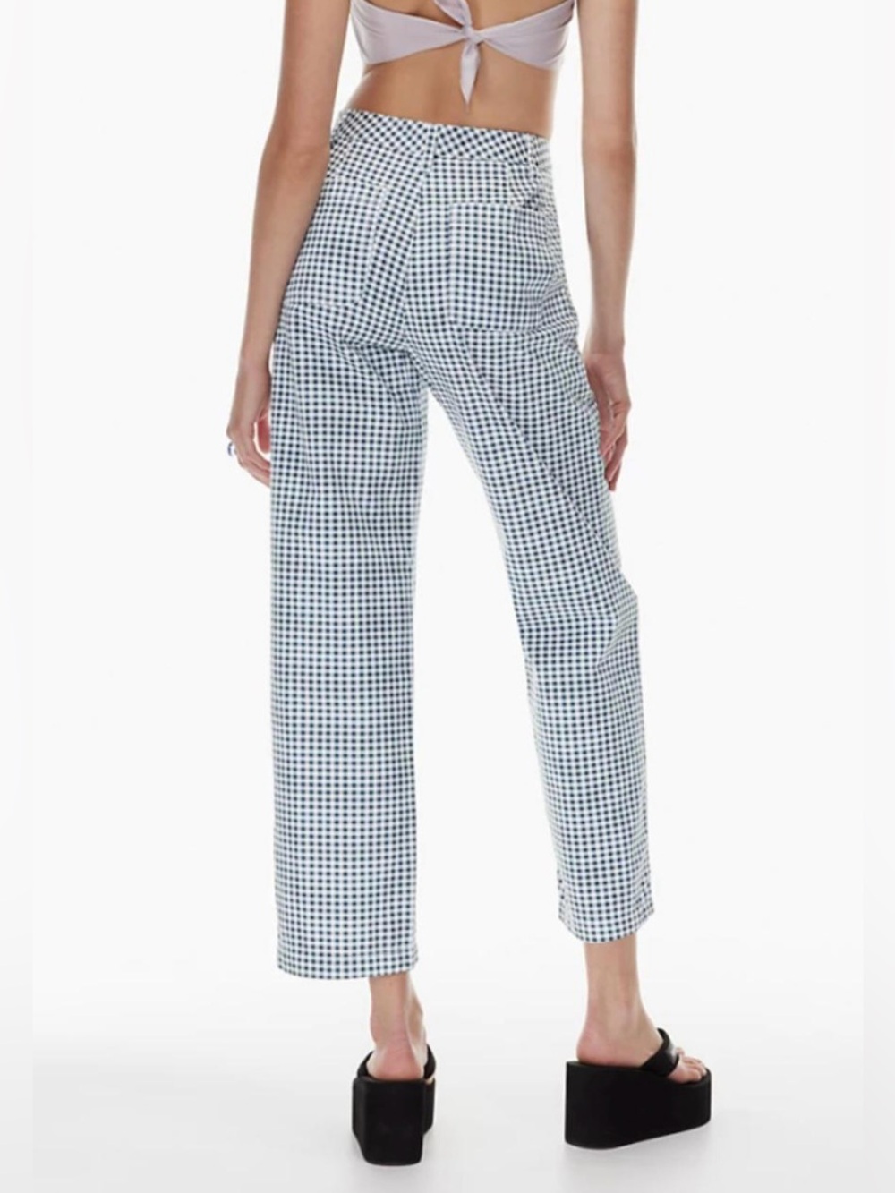 Aritzia Sunday Best Gingham High Rise Checkered Cotton Straight Leg Pants Size 8 - Picture 3 of 12